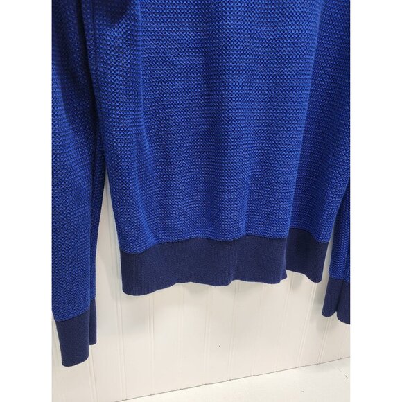 Tommy Hilfiger Mens Blue Textured Knit Crewneck Sweater L Cotton & Ribbed Cuffs - Picture 5 of 11